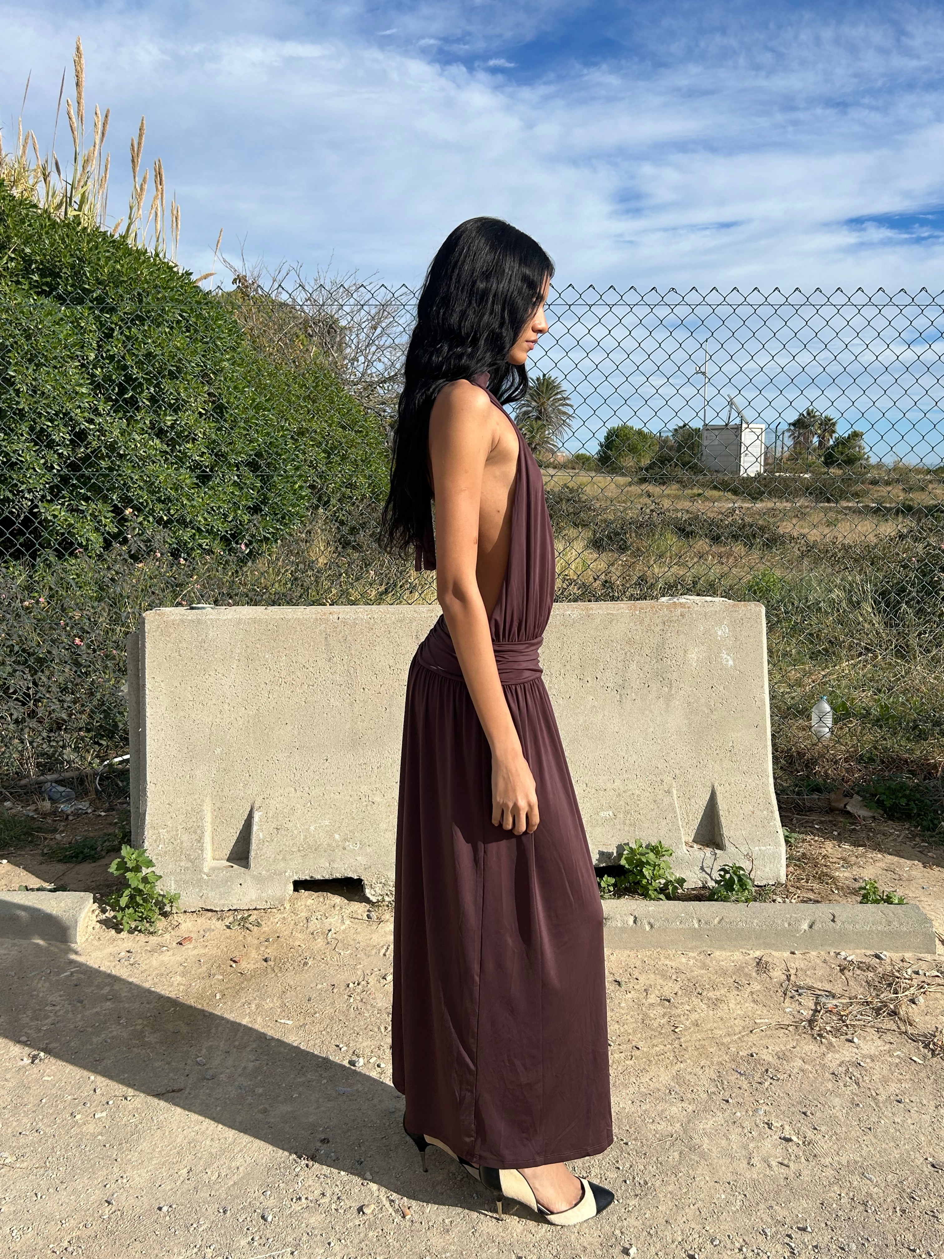 backless brown maxi dress Reef Backless Dress – ATFIRSTSIGHT STUDIO