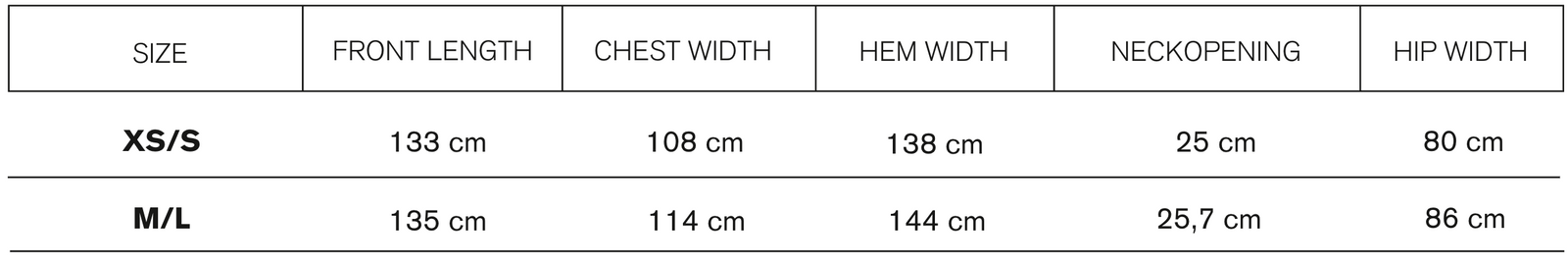 Size guide