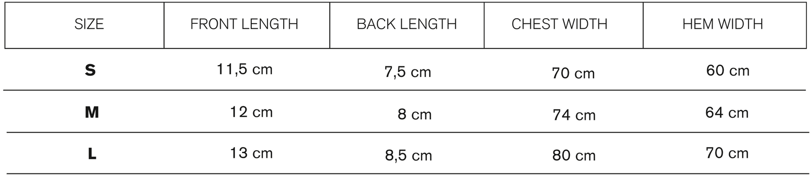 Size guide