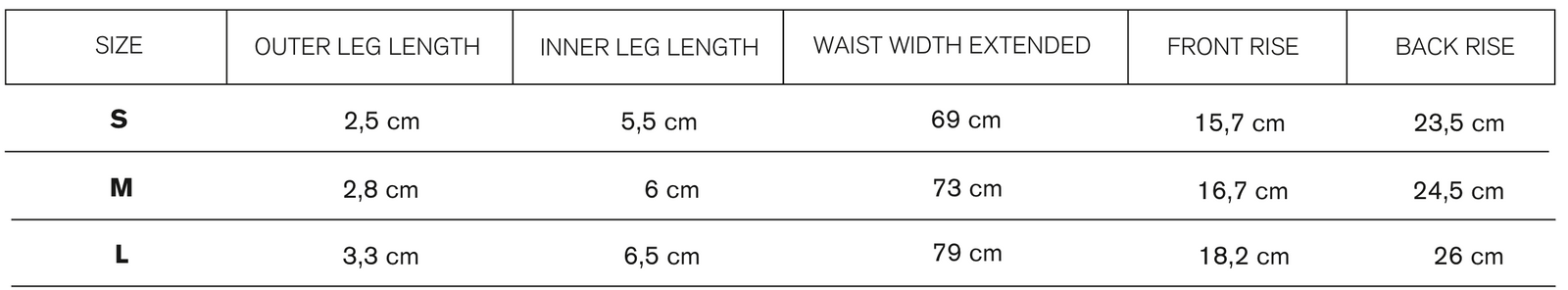 Size guide