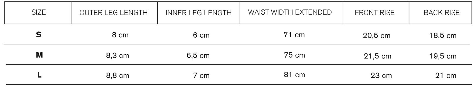 Size guide