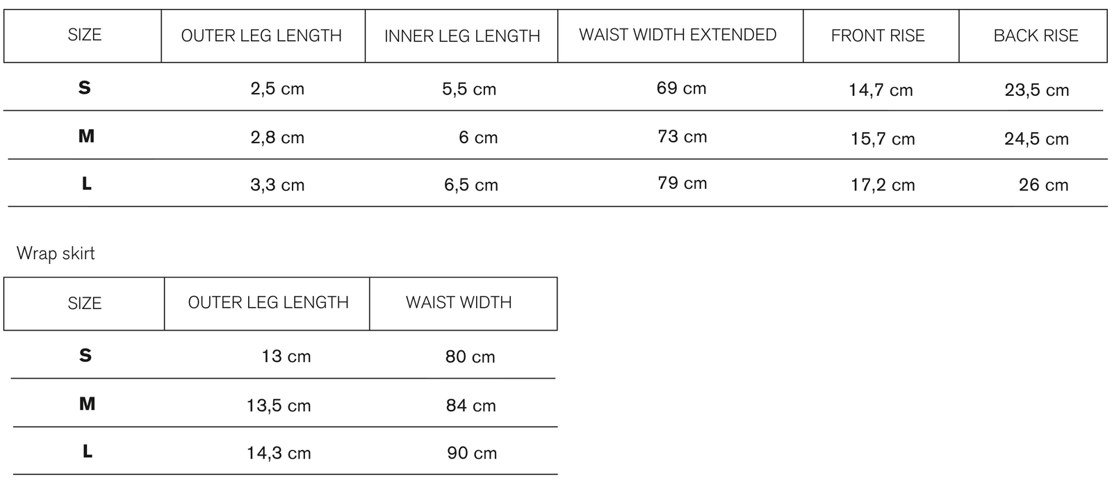 Size guide
