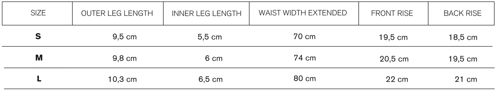 Size guide