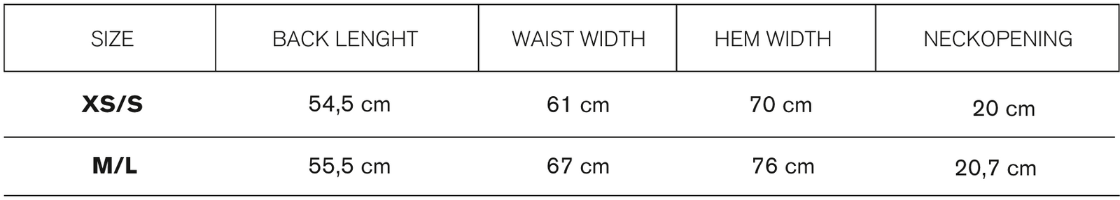 Size guide